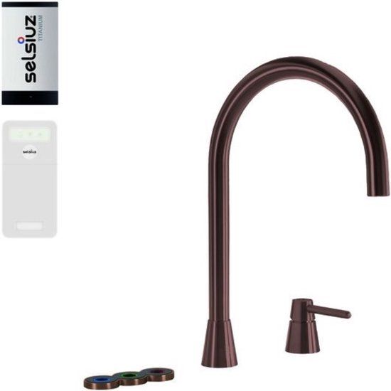 Selsiuz kranen Selsiuz Osiris Cone Counter 5-in-1 Copper / Koper - Keukenkraan met TITANIUM Single boiler en Cooler