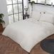 Sleepdown Luxe Boho Geborduurde Paneelband Effen Wit Zwart Kwastjes Gemakkelijk Onderhoud Zacht Gezellige Dekbedovertrek Beddengoed Set met Kussenslopen - Dubbel (200cm x 200cm)