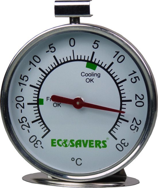 Ecosavers Koelkast Thermometer voor koelkast en vriezer - Helpt de juiste temperatuursinstelling te krijgen