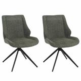 Mendler Set van 2 eetkamerstoelen HWC-O48, keukenstoelen, draaibaar met automatische terugdraaimechanisme, bekleding: chenille stof (320g/m²), groen
