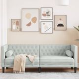 vidaXL Driezitsbank Chesterfield-stijl met bolsters fluweel lichtgrijs