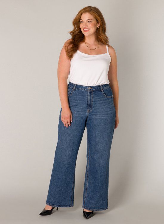 BASE LEVEL CURVY Amylia Bottoms - Mid Blue - maat W0(46) / L30