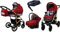 BabyLux® Largo | Ensemble de poussette 4en1 | Chili Silver | Poussette combinée | Ensemble de poussette | Isofix