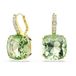 Swarovski Millenia Hangoorbellen, Kussenslijpsel, Groen, 18 Karaat Gouden Afwerking