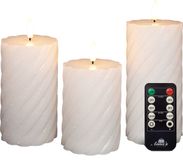 Anna Collection bougies LED/bougies piliers set - 3x pièce - blanc - tourbillon - télécommande