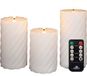 Anna Collection bougies LED/bougies piliers set - 3x pièce - blanc - tourbillon - télécommande