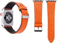 By Qubix Qubix - Dot Pattern Leren bandje - Oranje - Geschikt voor Apple Watch 44mm / 45mm / 46mm / 49mm