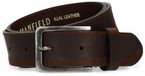 Manfield - Heren - Donkerbruine leren riem - Maat 095