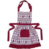 Ragged Rose Kerstschort - kinderschorten voor koken en afwassen - schort met stroken met verstelbare nekriem, voorvak en stropdassen - Scandinavisch rood schort voor 3-7 jaar oud - 63 cm x 44 cm