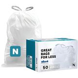 Plasticplace Op maat gemaakte vuilniszakken, compatibel met simplehuman Code N (50 Count) witte vuilniszakken met trekkoord 12-13 gallon/45-50 liter, 22,5 "x 31,5"