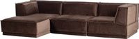 WOOOD Manu Chaise Longue Bank Links - Velvet - Bruin