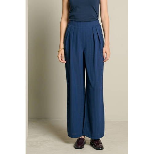 LOLALIZA wide leg broek met krijtstreep - donkerblauw