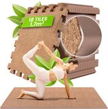 bemaxx Beschermende Vloermatten Zachte Foam Tegels in Elkaar Grijpende Schuimmatten - 18 Stuks EVA Schuim Puzzelmatten - Vloermat Bescherming, Puzzel Sportmatten Set Vloerbeschermingsmatten Beschermmat Sport - Cork