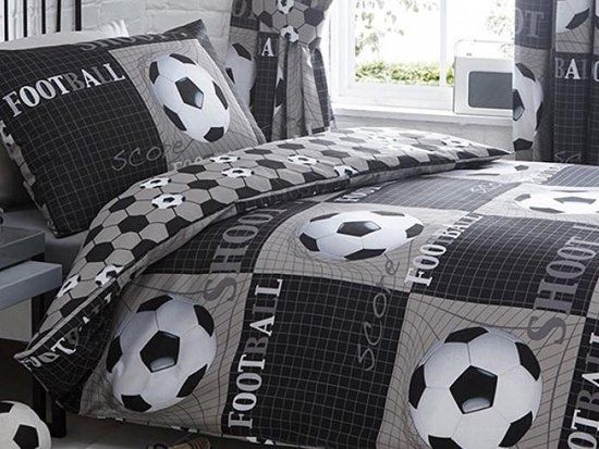 BlijeKids 1 persoons dekbedovertrek Voetbal football zwart