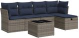 vidaXL 6-delige Loungeset met kussens, polyrattan, grijs