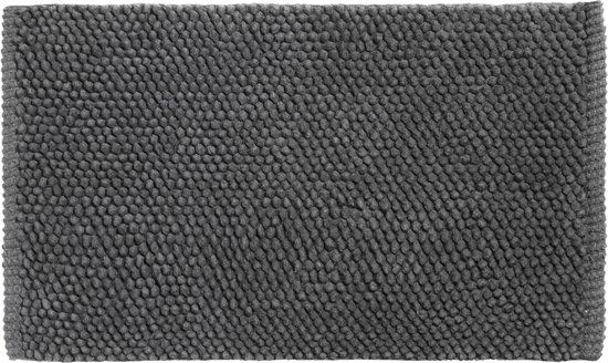 Differnz Popcorn Badmat - Antraciet - 50x80cm - Katoen - Hoogpolig - Wasbaar