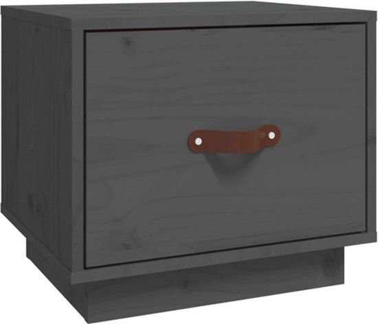 vidaXL Nachtkastje - 40x34x35 cm - Massief Grenenhout - Grijs