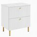 3xE living Meuble de salle de bain Debout sous lavabo 60 cm, 2 tiroirs, Blanc + Plan avec aspect marbre Bianco, Poignées dorées, Pieds dorés, 60 x 44,4 x 73,6 cm