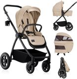 Lionelo Meril 2-in-1 Kinderwagen - Buggy, Beige/Zand, XL Reiswieg, All-Terrain Wielen, UPF50+