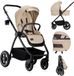 Lionelo Meril 2-in-1 Kinderwagen - Buggy, Beige/Zand, XL Reiswieg, All-Terrain Wielen, UPF50+