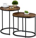 Merkloos Relaxdays Salontafel Set van 2 - Industrieel - Bruin/Zwart - Metaal/MDF