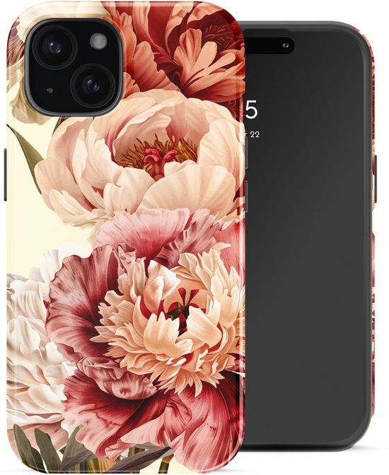Selencia Hoesje - Geschikt voor Apple iPhone 15 - Backcover geschikt voor MagSafe - Vintage Peony