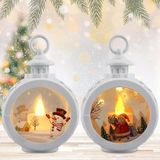 Unyqoos® Set van twee ronde LED-kerstlantaarns met batterijen voor binnen en buiten