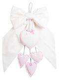 FILET - Witte geboorteband met roze hartjes, een hart van Aida-canvas om te borduren, van katoen, ideaal om op te hangen om de geboorte van een meisje aan te kondigen, 100% Made in Italy