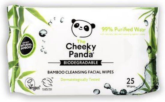 The Cheeky Panda Bamboo Facial Cleansing Wipes - Fragrance-Free - 25 Pieces