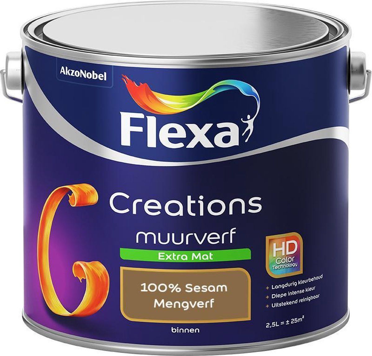 FLEXA Creations Muurverf - Extra Mat - Mengkleuren Collectie - 100% Sesam - 2,5 liter