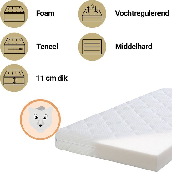 ABZ Babymatras Witte Panter - 60x120x11 cm - roll packed