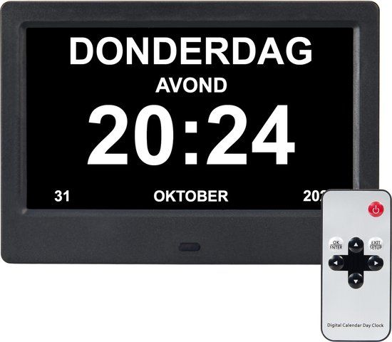 Brixy Dementieklok - Zwart - 7 cm - 24 Alarmfuncties - Incl. Afstandsbediening