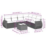 VidaXL 6-delige Loungeset met kussens, poly rattan, zwart