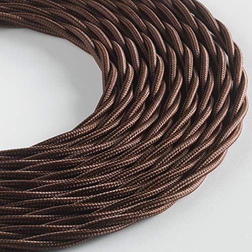 KLARTEXT Duidelijke tekst textielkabel BELLE ÉPOQUE Vintage elektrische installatie 3X1,5 mm, bruin, 5mt.