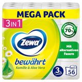 Zewa Bewezen kamille toiletpapier met strogehalte, 7 x 8 rollen