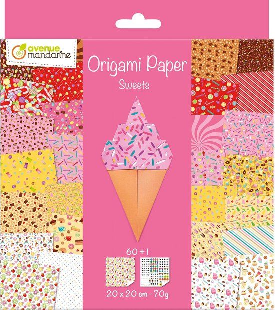 Avenue Mandarine Origami papier SWEETS, 60 vel 70g 20 x 20 cm - met motief