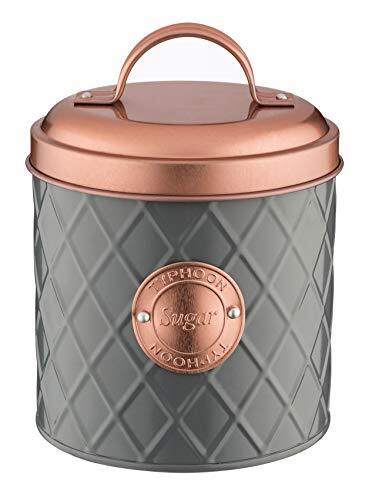 Typhoon Henrik Copper Sugar Storage Canister, roestvrij staal, grijs met Rosegold deksel, 10,5 x 10,5 x 19 cm