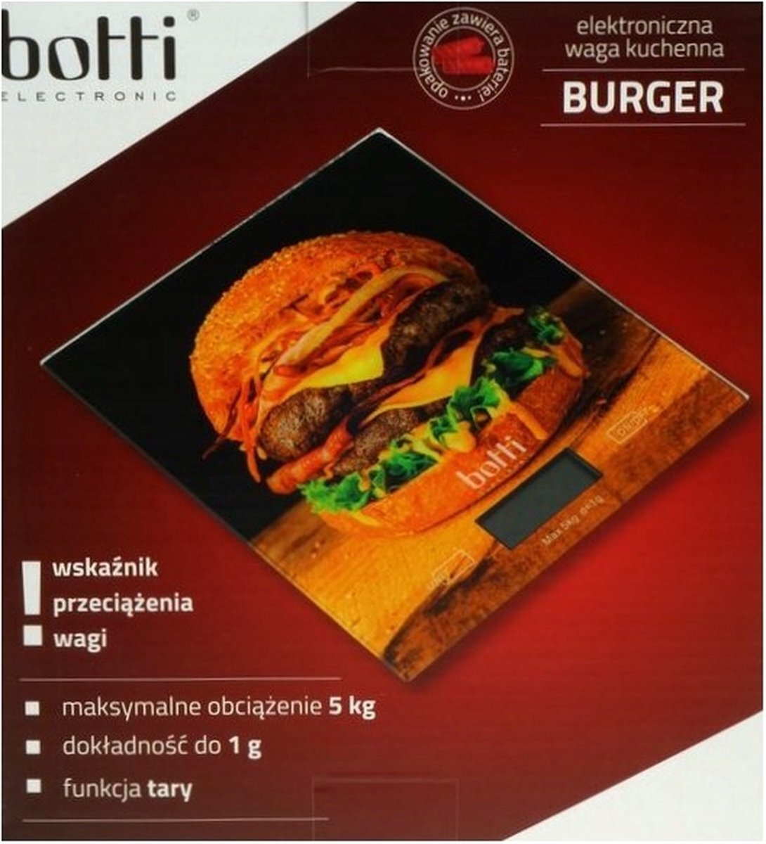 Botti Electronics Burger precisie keuken weegschaal - Met tarra functie - 1 gr tot 5 kg - Elektrisch - Inclusief batterijen