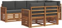 vidaXL - Bank loungeset - 7 zitplaatsen - Natuurlijk en antraciet - Polyester