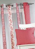 Home Maison HM6933302, gestreept, organza-jacquard-gordijn, polyester, 140 x 260 cm, framboos