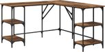 vidaXL Bureau van gerecycled hout, 139 x 139 x 75 cm, houtvezel