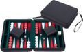 Engelhart Backgammon 9 inch - Groen, Rood & Wit Ingelegd Bord - Zwarte Zipper - Compact Reisspel