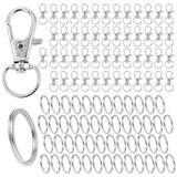 AiQInu 100 stuks karabijnhaken, afneembare sleutelhangers, 50 sleutelringen en 50 draaibare karabijnhaken, geschikt voor knutselprojecten en het maken van sleutelhangers (voor volwassenen)