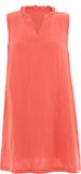 Knit Factory Sola Dames jurk - Zomerjurk - Casual dames jurk - Luchtige Mousseline Jurk - Zomer kleedje - 100% Ecologisch Katoen - V-hals - Tot net boven de knie - Sunset Orange - 36/38