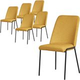 ML-Design Eetkamerstoelen set van 6 mosterd met rugleuning, gestoffeerde stoelen voor eetkamer & keuken