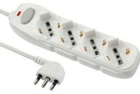 Electraline 62069 meervoudige stekkerdoos 4 sleuven (Schuko + 10/16A) met schakelaarkabel 1,5 m wit