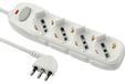 Electraline 62069 meervoudige stekkerdoos 4 sleuven (Schuko + 10/16A) met schakelaarkabel 1,5 m wit