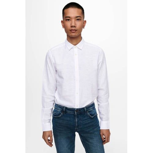 ONLY & SONS ONSCAIDEN Slim Fit Linnen Overhemd - White