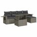 vidaXL 6-delige Loungeset met kussens, poly rattan, grijs