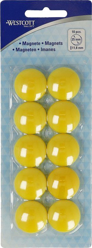 Westcott magneten - Ø 25x11,8mm - geel - 10 stuks - AC-E10811
